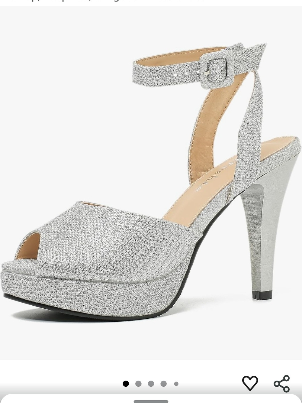 Silver Glitter Peep-Toe Platform Ankle-Strap Heel
